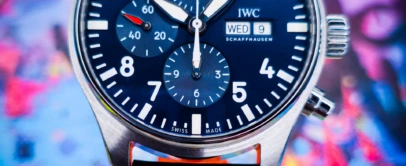 IWC Pilot Chronograph Le Petit Prince IW377714 with blue dial on leather strap