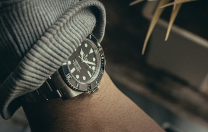Rolex Submariner no-date with black dial and ceramic bezel, on the wrist